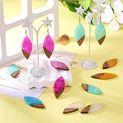 12pcs 6 colores resina transparente y colgantes grandes de madera de nogal&nbsp;RESI-TA0003-42