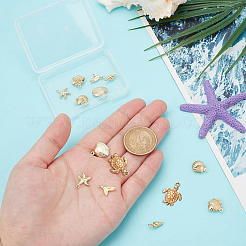 14 Stück Messing-Charms in 7 Stilen mit Meeresmotiven&nbsp;FIND-PH0022-95