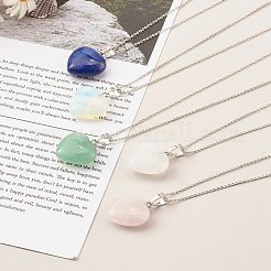 Colliers pendentif coeur pierres précieuses&nbsp;NJEW-JN03493
