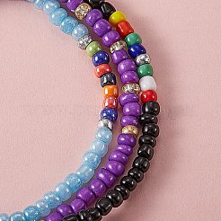 Funkelnde Glas-Saatperlen Stretch-Fußkettchen-Set&nbsp;AJEW-SW00004