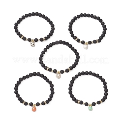 5 bracelet à breloques en laiton émaillé à thème sportif&nbsp;BJEW-JB12069