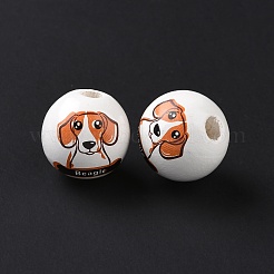 Perles européennes en bois imprimées&nbsp;WOOD-B005-02D