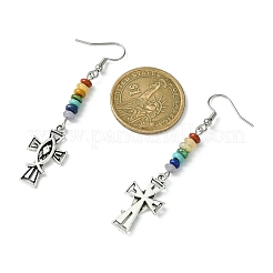 Pendientes colgantes de cruz de esmalte de aleación&nbsp;EJEW-JE05561