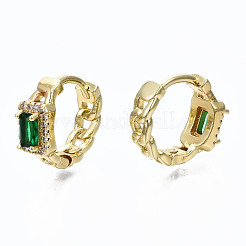 Boucles d'oreilles créoles en laiton zircon cubique micro pavé&nbsp;EJEW-S210-011-NR