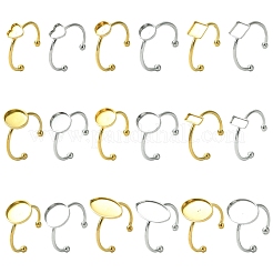 9 pz 9 stili placcatura ionica (IP) componenti ad anello per polsino aperto in acciaio inossidabile 304&nbsp;STAS-YW0003-18G