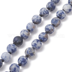 Natürliche blaue Punktjaspis & Holz buddhistische Halskette&nbsp;NJEW-JN04306