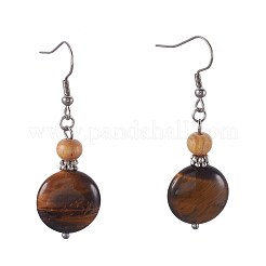 Ensembles de boucles d'oreilles pendantes avec des yeux de tigre naturels et turquoise synthétique & howlite naturel&nbsp;EJEW-JE02868