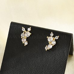Latón micro pave aretes de circonita cúbica transparente&nbsp;EJEW-R016-26G-16