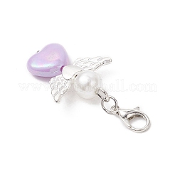 Herz Engel ABS Kunststoff Imitation Perle & Acryl Anhänger Dekorationen&nbsp;HJEW-JM03528-01
