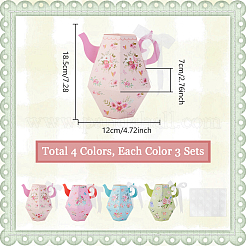 12 Stück 4 Farben Teekannenförmige Papierblumenkästen für Tafelaufsätze&nbsp;CON-WH0086-181