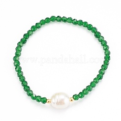 Bracelets extensibles en perles de verre rondes à facettes&nbsp;BJEW-JB05986