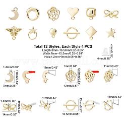 48 Stück Ohrstecker-Zubehörse aus Legierung mit Herz- und Stern- und Mondmotiv&nbsp;PALLOY-PH0001-83LG