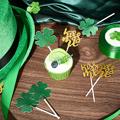 Kleeblatt-Kuchenaufsätze aus Papier zum Saint Patrick's Day&nbsp;AJEW-WH20022-29B