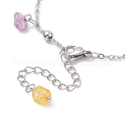 Damenarmband mit synthetischen Crackle-Quarzsplittern und Bettelarmband aus Edelstahl 304&nbsp;BJEW-JB09331