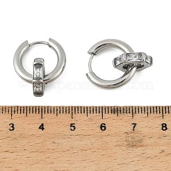 Orecchini a cerchio in acciaio inossidabile 304 con zirconi cubici trasparenti&nbsp;EJEW-P343-01P