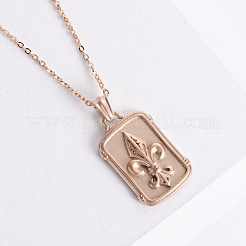 Colliers avec pendentif fleur de lys géométriques gothiques vintage en acier inoxydable pour femmes&nbsp;NZ2552