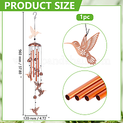 Carillón de viento de aluminio con forma de colibrí&nbsp;AJEW-WH0481-677