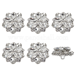 6 pieza de botones de vástago de rhinestone de vidrio&nbsp;BUTT-FG0001-52P