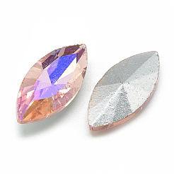 Cabochons en verre avec strass de dos avec point&nbsp;RGLA-T020-7x15mm-04
