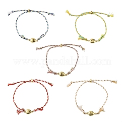 Bracelet coulissant ajustable en cordon métallique tressé en polycoton et acier inoxydable 304&nbsp;BJEW-JB14245-04