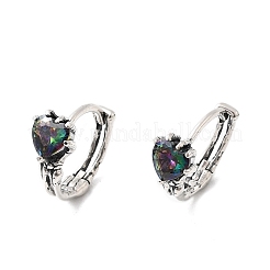 Halloween-Herz 925 Sterling Silber Zirkonia Creolen&nbsp;EJEW-P327-02AS