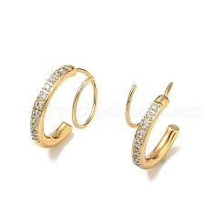 Boucles d'oreilles à tige en acier inoxydable 304 avec strass&nbsp;SA-CBACF51-10G