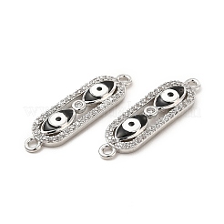 Ciondoli connettore in ottone con micro pavé di zirconi cubici trasparenti e smalto&nbsp;KK-E068-VB397-2