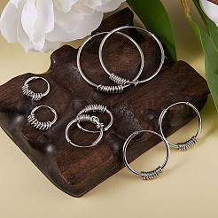 Orecchini a cerchio con perline in argento sterling anti-ossidazione placcati in rodio da donna&nbsp;JE912A-03