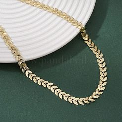 Collares de cadena de eslabones de hoja de latón de 6 mm para mujer&nbsp;NJEW-JN05582