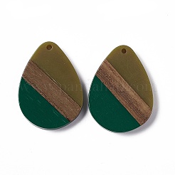Pendentifs en résine opaque et bois de noyer&nbsp;RESI-M027-04A