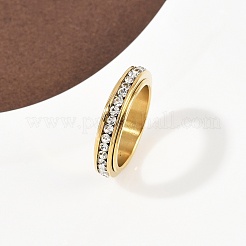 Drehbare Fingerringe aus Edelstahl 304 mit Strassen&nbsp;RJEW-A074-01B-G