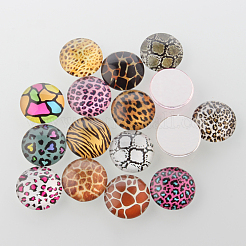 Halbrund / kuppel tierhaut gedruckte Glas Cabochons&nbsp;X-GGLA-A002-25mm-OO