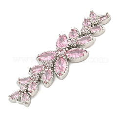 Fiore in ottone con pavé di zirconi rosa con ciondoli per connettori a maglie a foglia&nbsp;KK-P277-52P-02