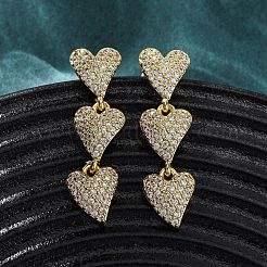 Orecchini a bottone in ottone con zirconi chiari e micro pavè&nbsp;EJEW-H158-10G