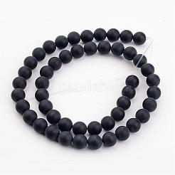 Gefärbte und erhitzte natürliche schwarze Achatperlenstränge&nbsp;G-H056-4mm