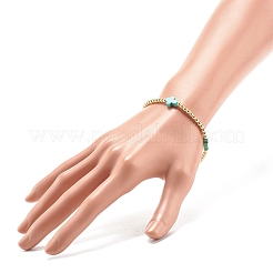 Rundes Stretch-Armband aus synthetischen Hämatitperlen mit synthetischem türkisfarbenem (gefärbtem) Kreuz&nbsp;BJEW-JB07974-01