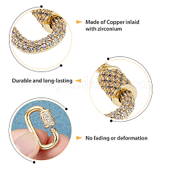 2 Stück 2 Farben Messing Micro Pave klare Zirkonia Schraubkarabiner Verschluss Charms&nbsp;KK-DC0003-90