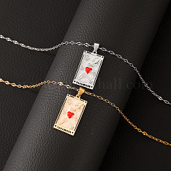 Collane con ciondolo a forma di carta dei tarocchi dell'amore in ottone smaltato rosso&nbsp;WH-WGEA1FC-01