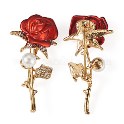 2 stücke valentinstag rose zink-legierung kristall strass broschen&nbsp;JEWB-TADJ0001-02B