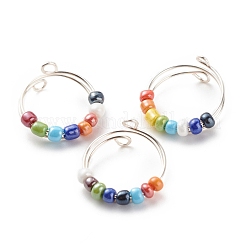 Polsini girevoli con perline di vetro colorate&nbsp;RJEW-JR00485-02