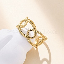 Anello polsino aperto ovale in acciaio inossidabile 304 per donna&nbsp;RJEW-Z083-03G-01