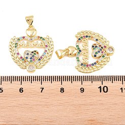 Pendentifs avec zircon cubiques à micro-pavés en laiton&nbsp;KK-D232-20G-07