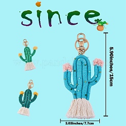 3 Uds llavero arcoíris boho llaveros mujeres tejido cactus borla llavero personalizado llavero titular para cartera colgante decoraciones&nbsp;JX258A