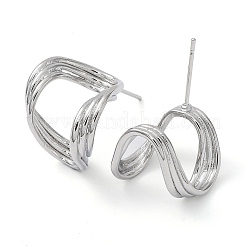 Orecchini a bottone con onda twist in ottone&nbsp;KK-C031-32P