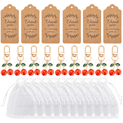 24 pendentif décoratif en alliage émaillé à motif cerise&nbsp;HJEW-CP00076