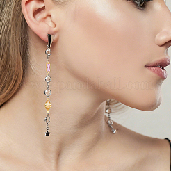 84 pièce 14 styles de breloques de connecteur en verre K9 pavées en laiton&nbsp;KK-DR0001-66