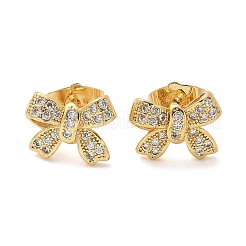 Orecchini a bottone in ottone con zirconi chiari e micro pavè&nbsp;EJEW-D305-18G