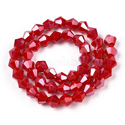 Brins de perles de verre galvanisées de couleur unie opaque&nbsp;EGLA-A039-P6mm-A02