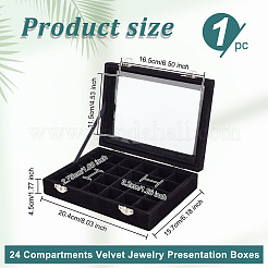 Rechteckige Schmuck-Ausstellungenboxen aus Samt mit 24 Fach&nbsp;VBOX-WH0016-02A