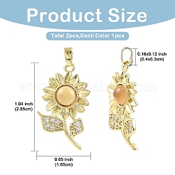 2 colgante de resina con micro pavé de circonitas cúbicas en latón de 2 colores&nbsp;KK-YW0004-47